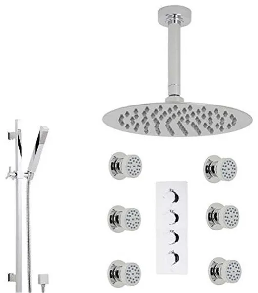 Modena Round Bathroom Shower Set With Rainfall Shower Head and Hand Shower