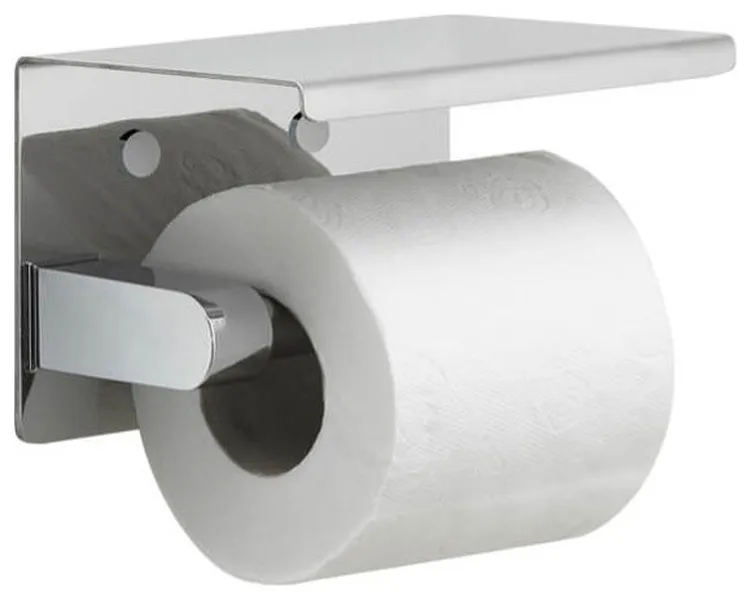 Modern Chrome Toilet Paper Holder With Shelf