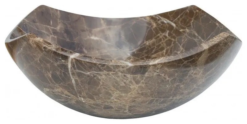 Modern Emperador Marble Square Bathroom Vessel Sink, 16.5 Inch, Natural Stone