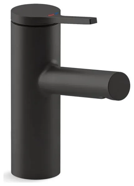 Modern Single Hole Bathroom Faucet with Lever Handle and Drain Assembly, Matte Black
