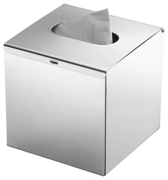Modern Square Polished Chrome Tissue Box Cover