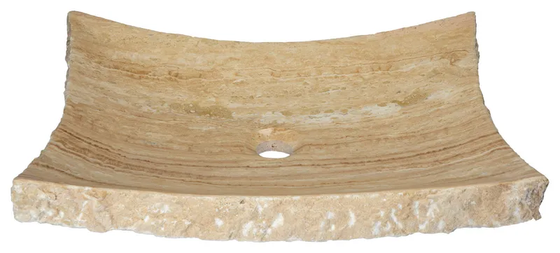 Modern White Travertine Zen Rectangular Vessel Sink, 21 X 17 Inch, Natural Stone