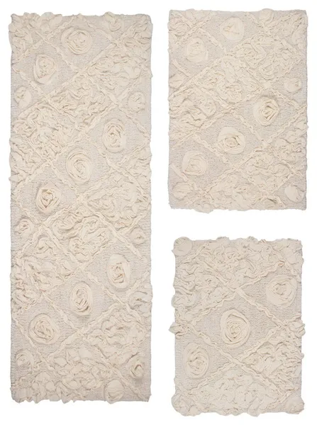 Modesto Bath Rug Bath Rugs Set, 3-Piece Set With Runner, Ivory