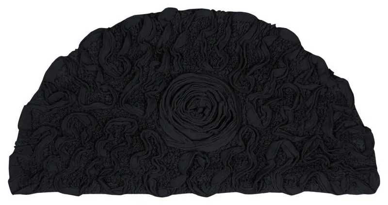Modesto Collection 100% Cotton Slice Rug/D-Cut /Half-Moon Rug, 17"x30", Black