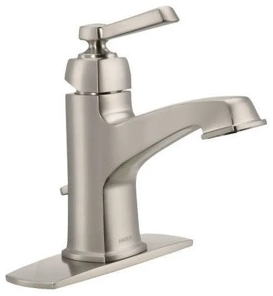 Moen 6200 Boardwalk 1 Hole Bathroom Faucet - Spot Resist Brushed Nickel