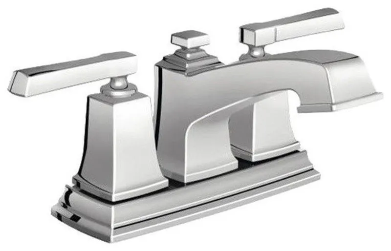 Moen Boardwalk Two-Handle Chrome Centerset Bathroom Faucet with Pop-Up Drain