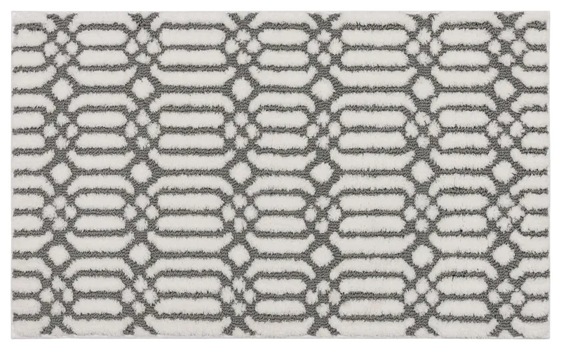 Mohawk Home Linkage Knitted Bath Rug, White/Pewter, 1' 8" x 2' 10"