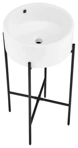 Monaco 16.5" Round Console Sink, White Basin Matte Black Legs