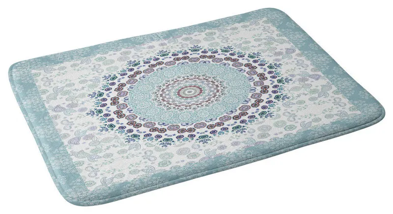 Monika Strigel Trip To Happiness Blue Memory Foam Bath Mat, 17"x24"