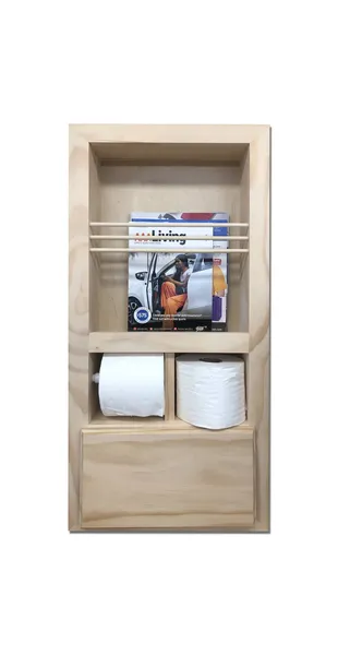 Montclair Combination Toilet Paper Holder Recessed Magazine Rack, Unfinished