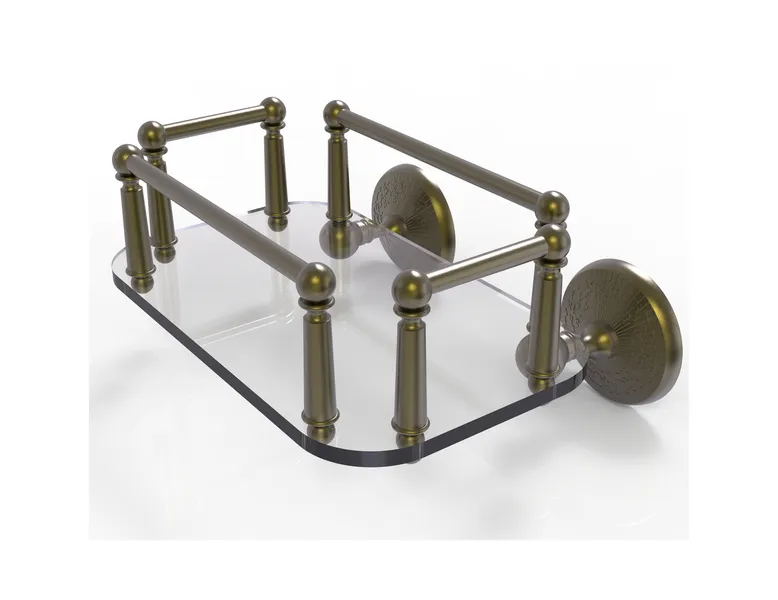 Monte Carlo Wall Mounted Glass Guest Towel Tray, Antique Brass