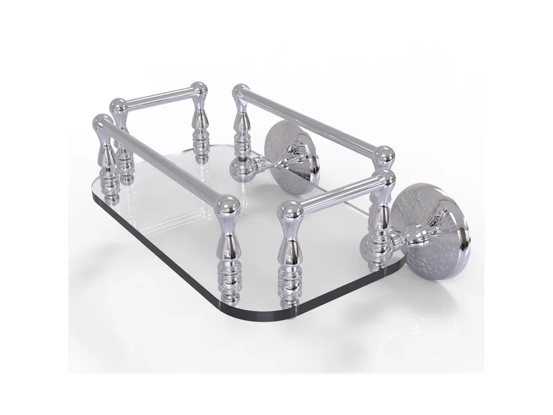 Monte Carlo Wall Mounted Glass Guest Towel Tray, Polished Chrome