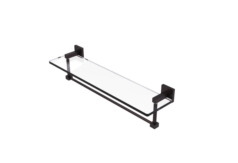 Montero 22" Glass Vanity Shelf with Integrated Towel Bar, Antique Bronze