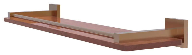 Montero 22" Solid Wood Shelf with Gallery Rail, Brushed Bronze
