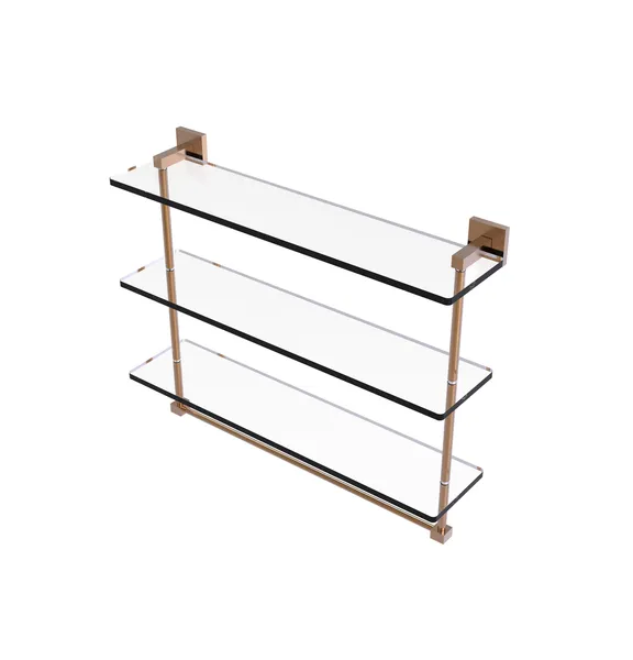Montero Collection 22"Triple Tiered Glass Shelf With integrated towel bar