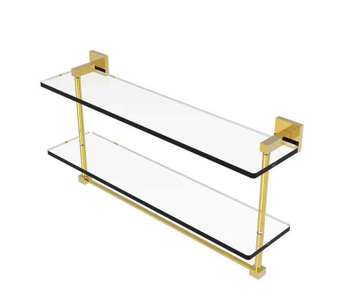 Montero Collection 22"Two Tiered Glass Shelf With Integrated Towel Bar