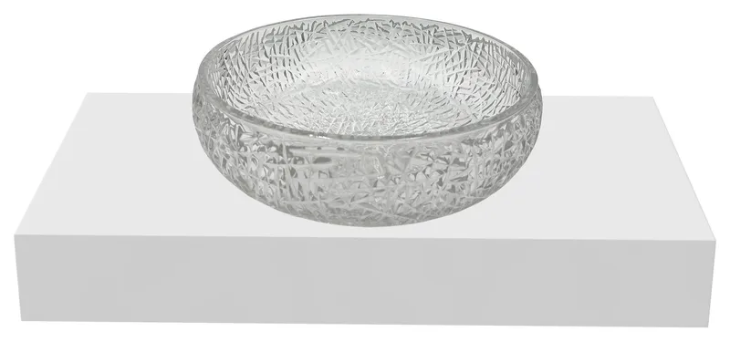 Moonshell 16" Round Crystal Sinks With White Base, Clear, 30" Countertop
