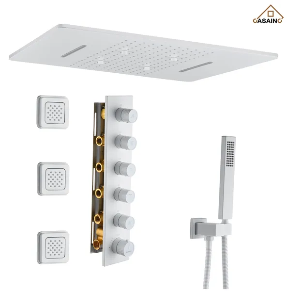Multifunctional concealed large overhead spray luxury shower, Matte White