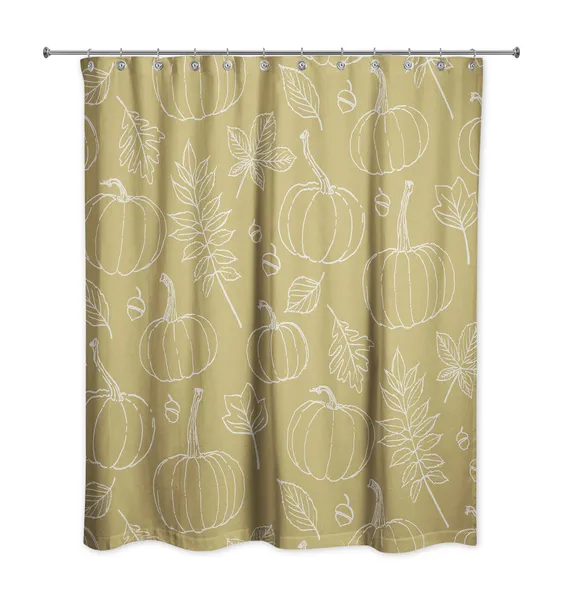 Mustard Yellow Fall Pattern 71x74 Shower Curtain