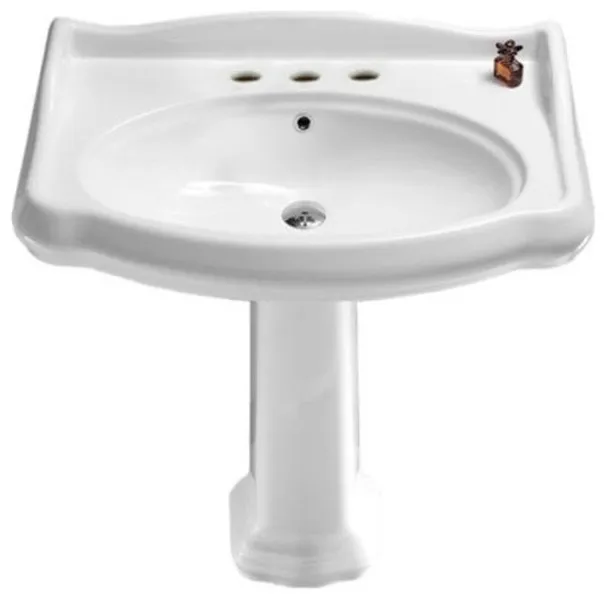 Nameeks 030300-PED-Three Hole Cerastyle 31-1/2" Ceramic Pedestal - White