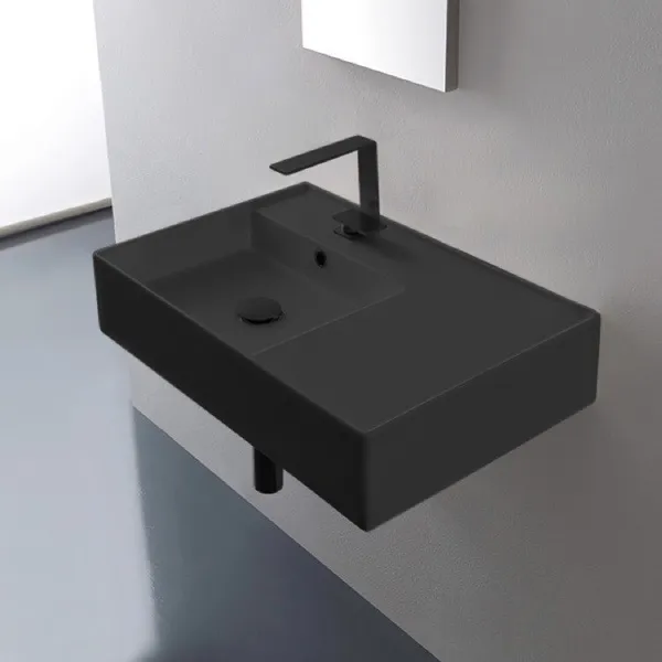 Nameeks Scarabeo 5114 Scarabeo Teorema 2.0 24" Ceramic Bathroom - Matte Black /