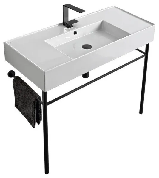 Nameeks Scarabeo 5124-CON-BLK-One Hole Teorema 2.0 40" - White