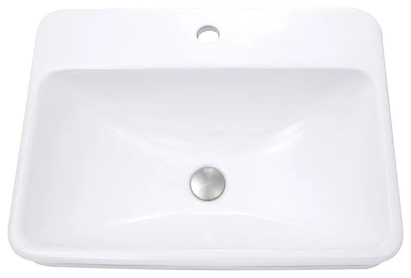 Nantucket Sinks 23" Rectangular Drop-In Ceramic Vanity Sink, White, 1 Pre-Cut Faucet Hole