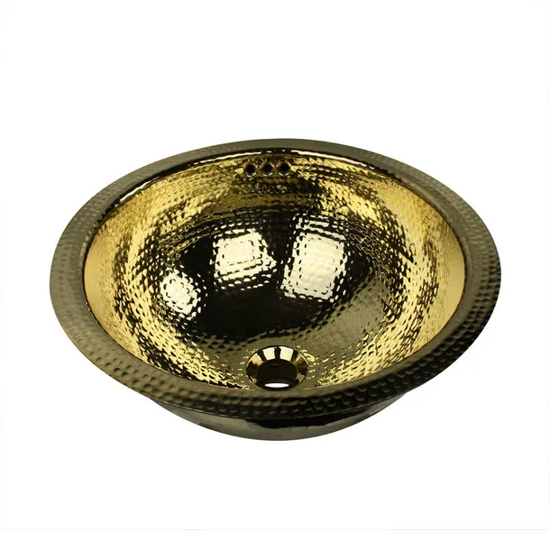 Nantucket Sinks RLB-OF Hammered Brass Undermount Bathroom Sink w/ Overflow