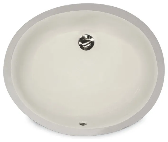 Nantucket UM-15x12-B Biscuit 17 1/4" Undermount Bathroom Porcelain Sink