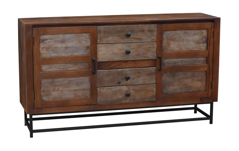 Natal Mango Wood Bathroom Linen Cabinet With 4 Drawers and 2 Doors