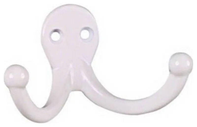 National Hardware N248-385 Double Clothes Hook, White, 2-Pack