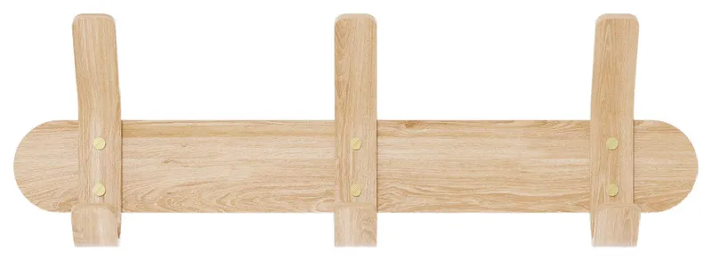 Natural Oak Left Hook, Wireworks, 3 Hooks