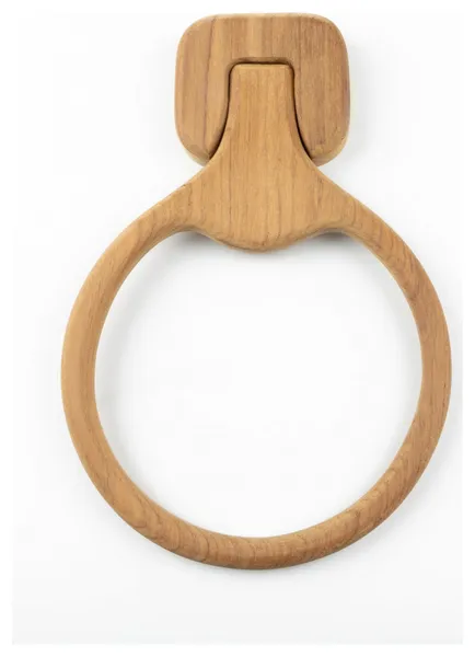 Natural Solid Teak Wood Wall Mount Towel Ring