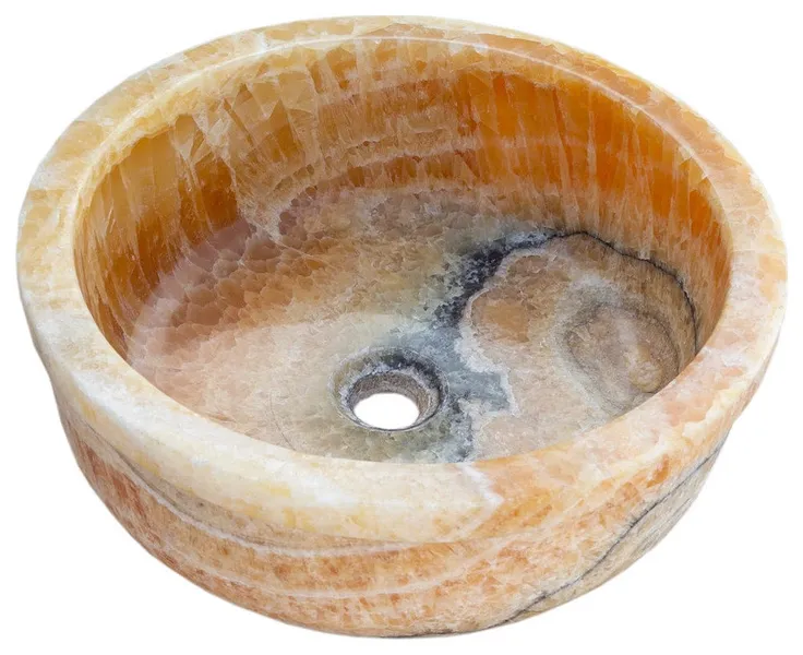 Natural Stone Honey Onyx Drop-in Vessel Sink Polished (D)16" (H)6"