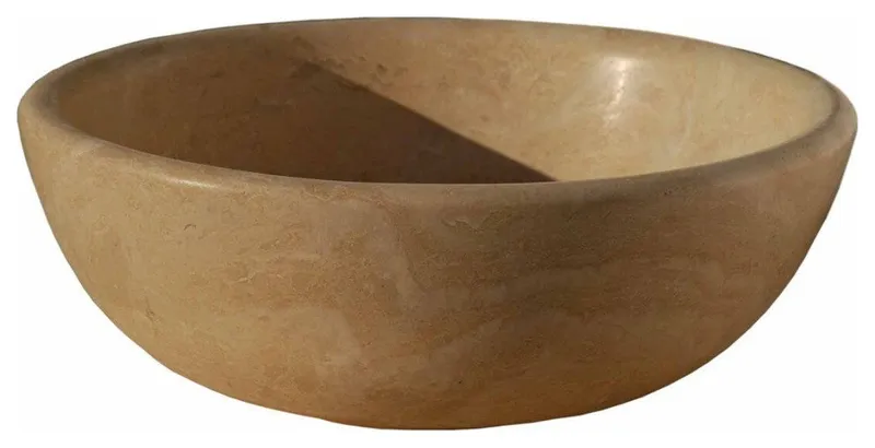 Natural Stone Light Travertine Vessel Sink (D)16" (H)6"