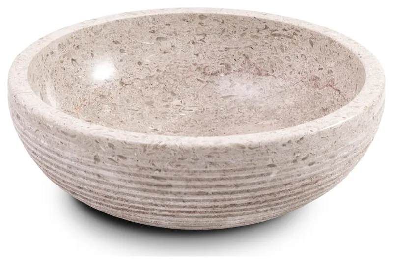 Natural Stone Vessel Bathroom Sink - Brushed Isidro Ojinaga Marble