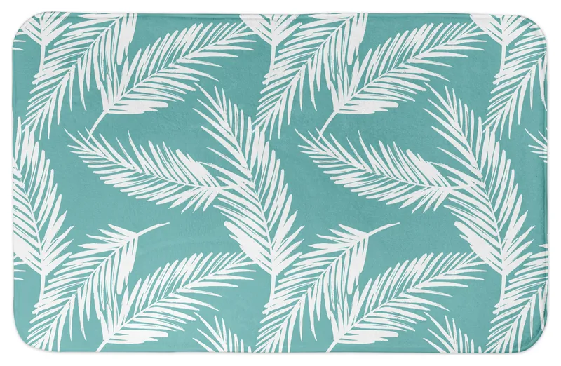 Nature Palm Bath Mat, Teal, 21"x34"