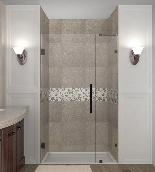 Nautis 34"x72" Completely Frameless Hinged Shower Door, Oil Rubbed Bronze