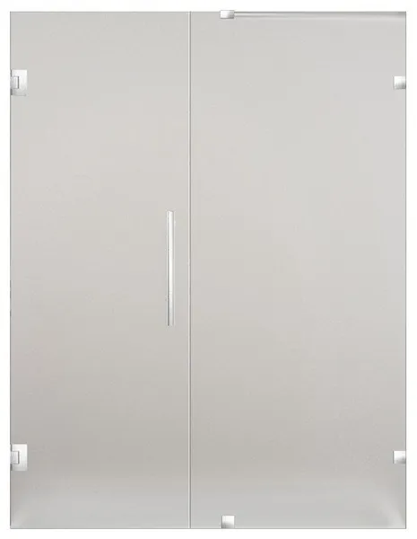 Nautis 53"x72" Completely Frameless Hinged Shower Door, Frosted, Stainless Steel