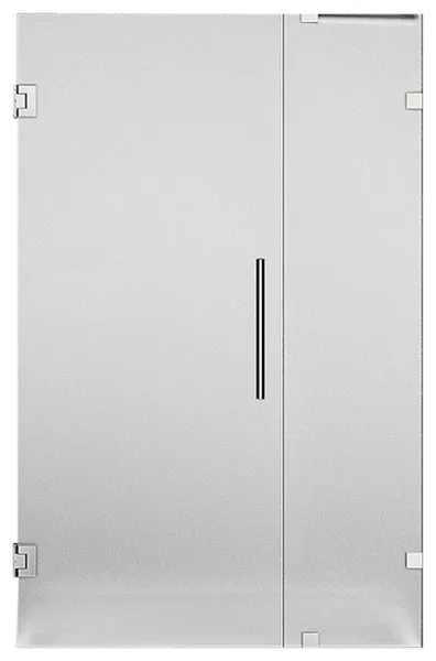 Nautis Completely Frameless Hinged Shower Door, Frosted Glass, Chrome, 44"x72"