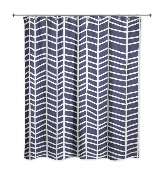 Navy Chevrons 71x74 Shower Curtain