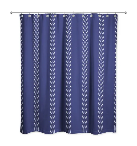 Navy Lines 71x74 Shower Curtain
