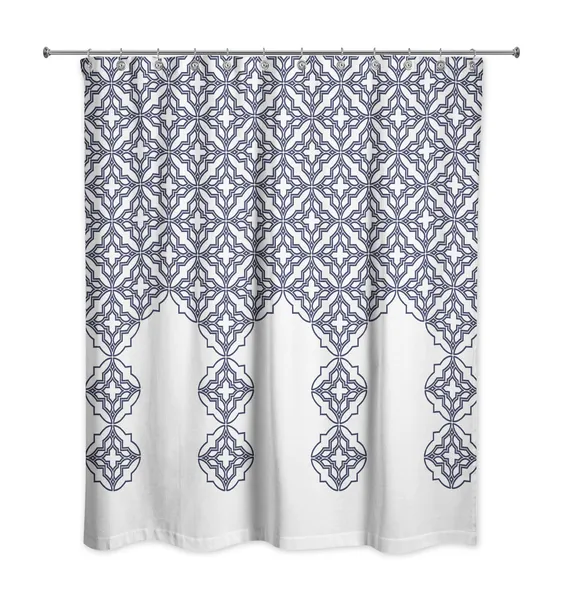 Navy Quatrefoil 71x74 Shower Curtain
