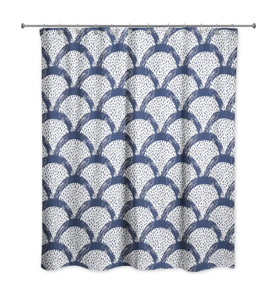 Navy Scallops 71x74 Shower Curtain
