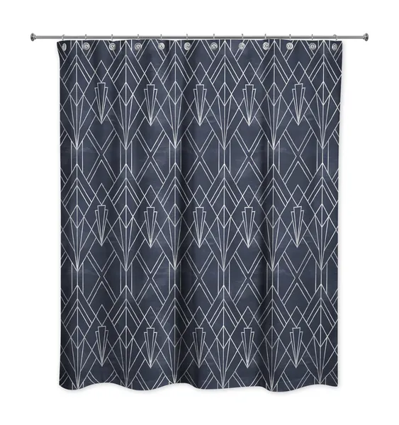 Navy White Depattern 71x74 Shower Curtain