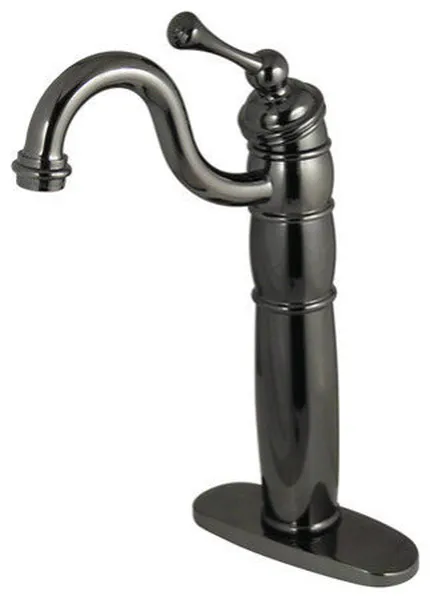 NB1420BL Water Onyx vessel sink faucet with single lever handle, Black Nickel