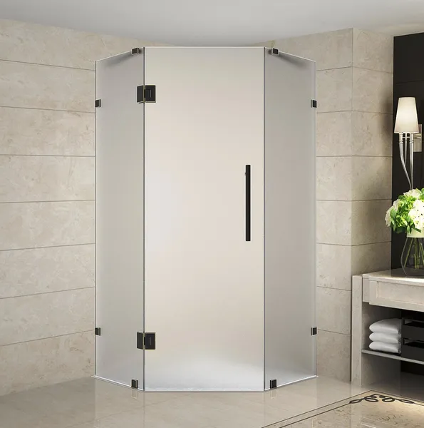 Neoscape 36"x36"x72" Frameless Neo-Angle Shower Enclosure, Frosted, ORB