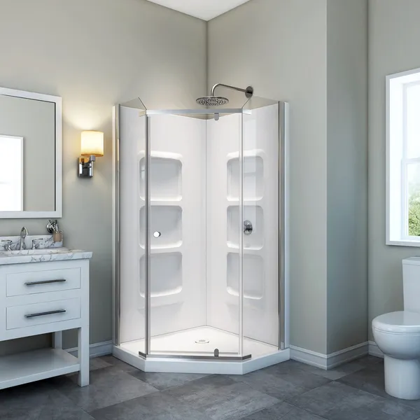 Nevada 40"  Neo Angle Shower Enclosure Kit With Acrylic Base and Walls