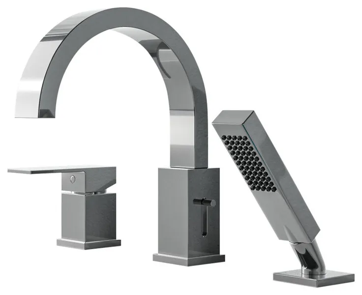 Nite Roman Tub Faucet With Sprayer, Polished Chrome