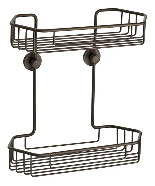 no drilling required - Double Shower Caddy - 100% Rustproof, Oil Rub Bronze